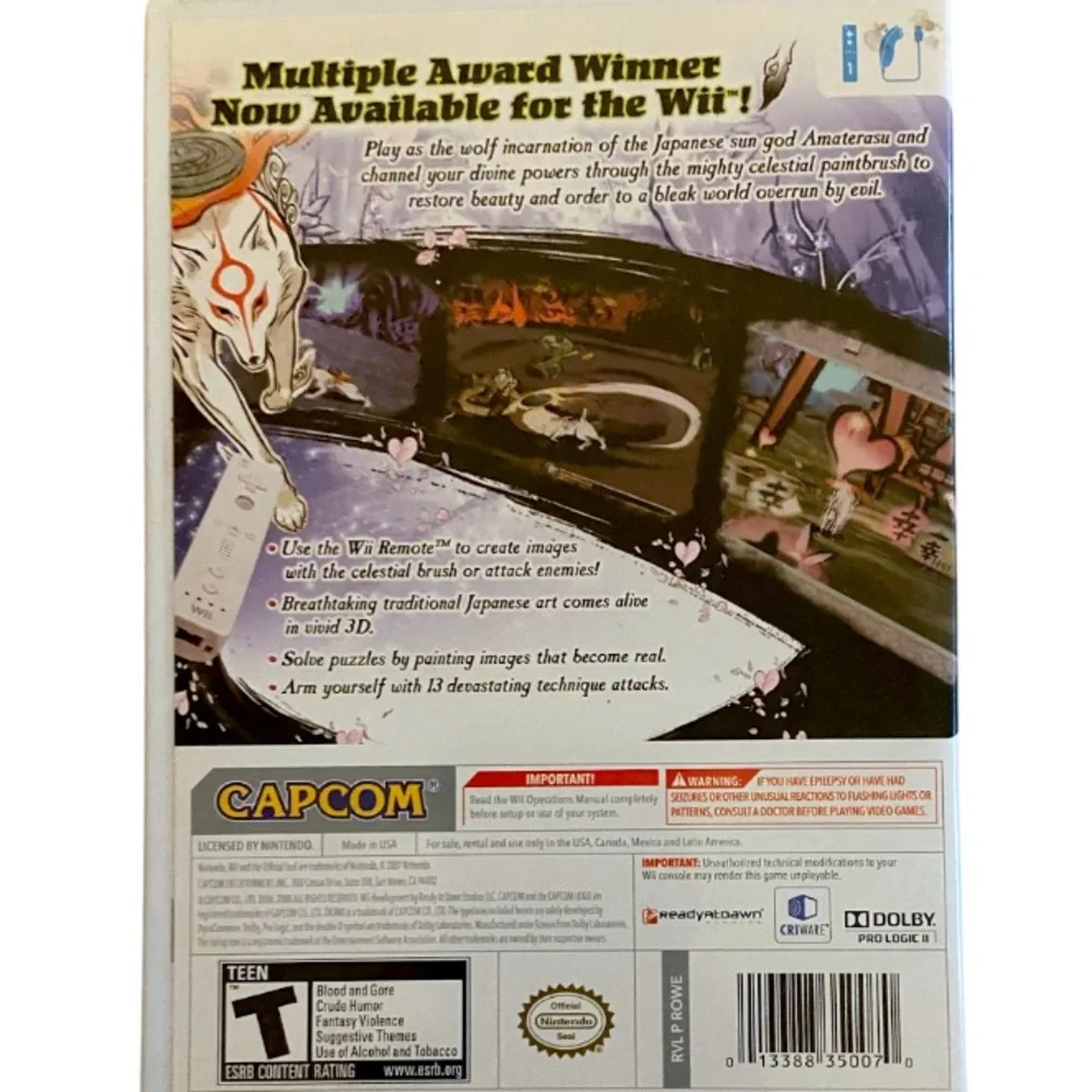 Okami (Nintendo Wii, 2008) Complete *TESTED* CIB